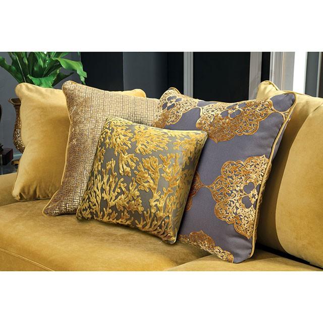 Viscontti Gold/Gray Sofa, Gold - U&U Home Budget Furniture (Carteret, NJ)
