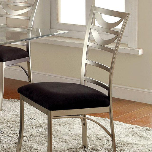 ROXO Silver/Black Side Chair (2/CTN) - U&U Home Budget Furniture (Carteret, NJ)