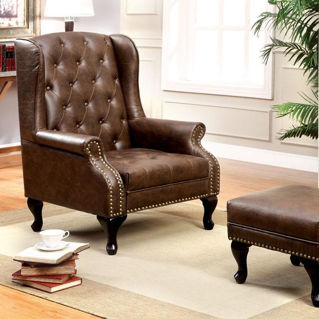 VAUGH Rustic Brown Accent Chair - U&U Home Budget Furniture (Carteret, NJ)