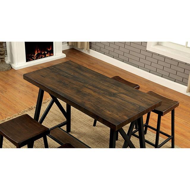 Lainey Weathered Medium Oak/Black Counter Ht. Table - U&U Home Budget Furniture (Carteret, NJ)