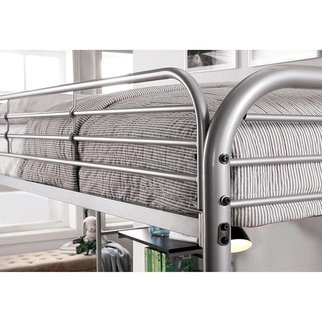 Opal Iii Black & Silver Twin Loft Bed - U&U Home Budget Furniture (Carteret, NJ)