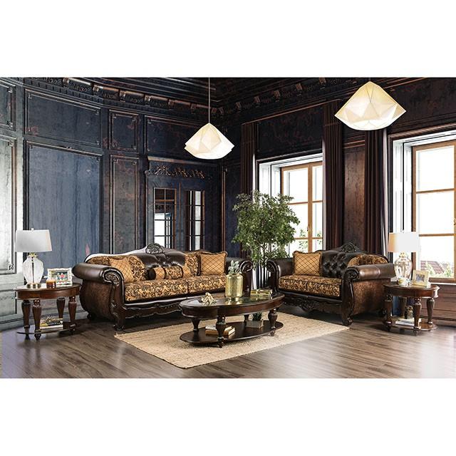 Quirino Tan/Dark Brown Sofa - U&U Home Budget Furniture (Carteret, NJ)