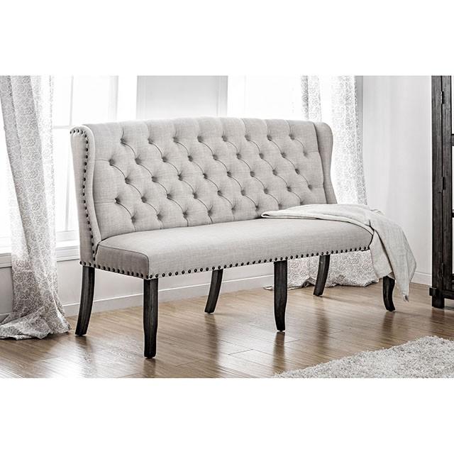 SANIA 3-Seater Loveseat Bench, Ivory - U&U Home Budget Furniture (Carteret, NJ)