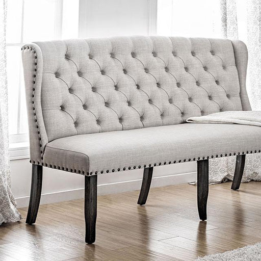 SANIA 3-Seater Loveseat Bench, Ivory - U&U Home Budget Furniture (Carteret, NJ)