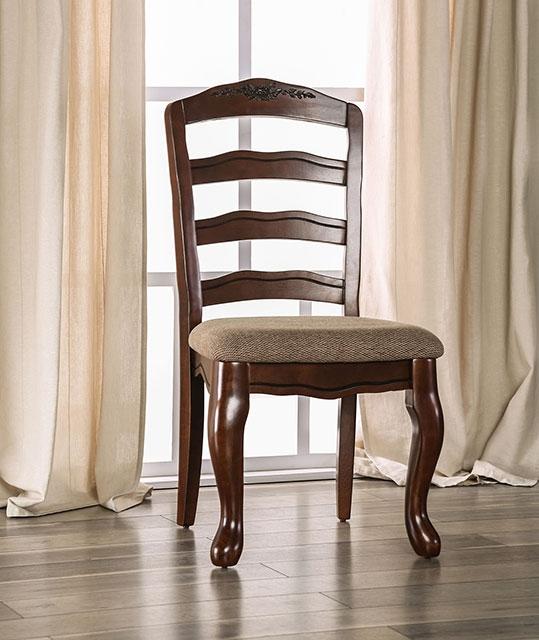 Townsville Dark Walnut/Tan Side Chair (2/CTN) - U&U Home Budget Furniture (Carteret, NJ)