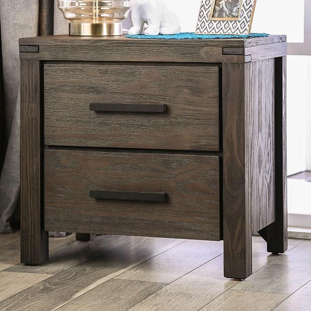 Rexburg Wire-Brushed Rustic Brown Night Stand - U&U Home Budget Furniture (Carteret, NJ)