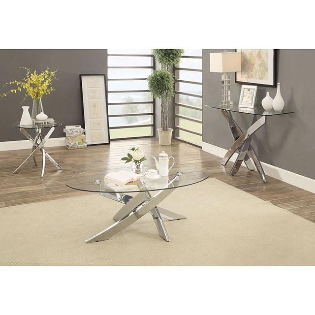 LAILA Chrome Sofa Table - U&U Home Budget Furniture (Carteret, NJ)