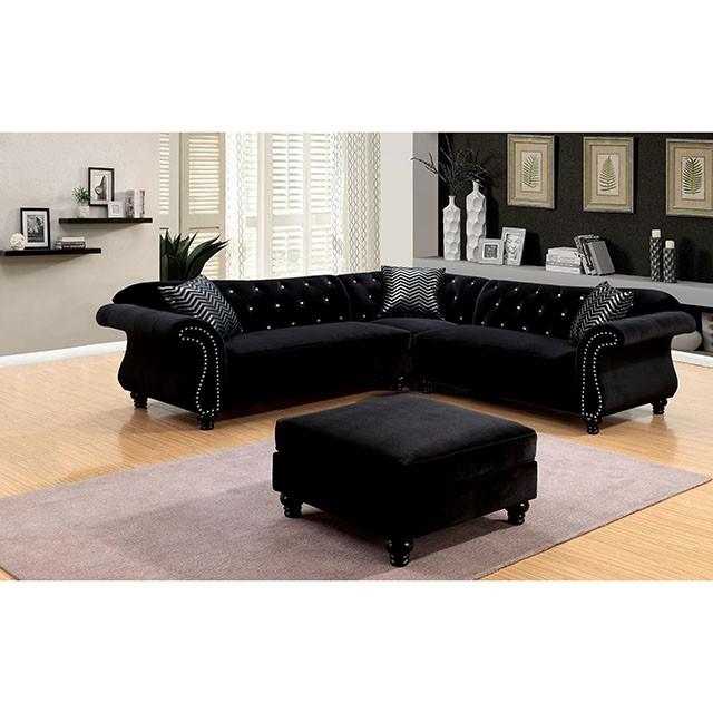 JOLANDA II Black Sectional, Black - U&U Home Budget Furniture (Carteret, NJ)