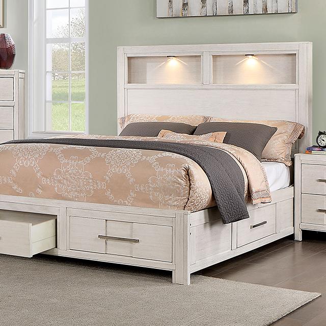 KARLA Cal.King, E.King & Queen Bed, Gray & White - U&U Home Budget Furniture (Carteret, NJ)
