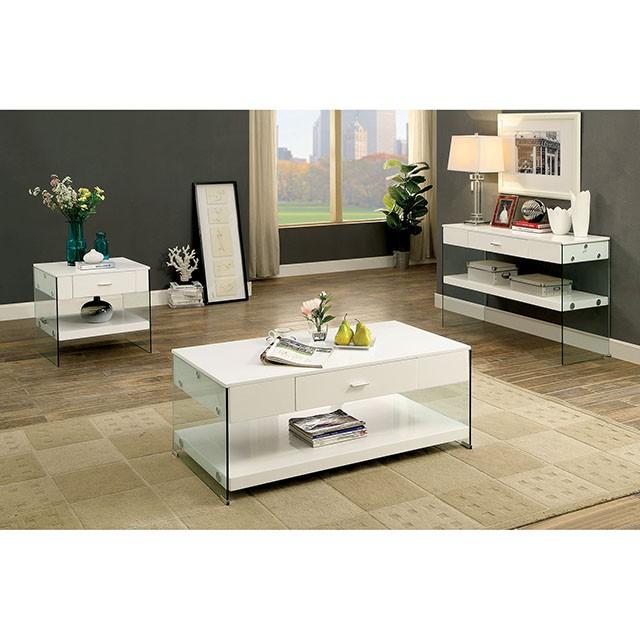Raya White Sofa Table, White - U&U Home Budget Furniture (Carteret, NJ)
