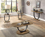 OLBIA Sofa Table, Rustic Oak/Sand Black - U&U Home Budget Furniture (Carteret, NJ)
