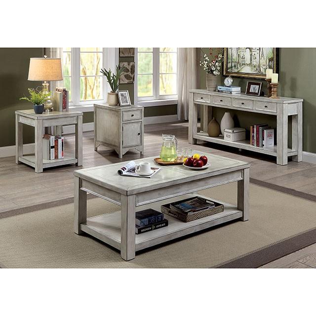 Meadow Antique White Sofa Table - U&U Home Budget Furniture (Carteret, NJ)
