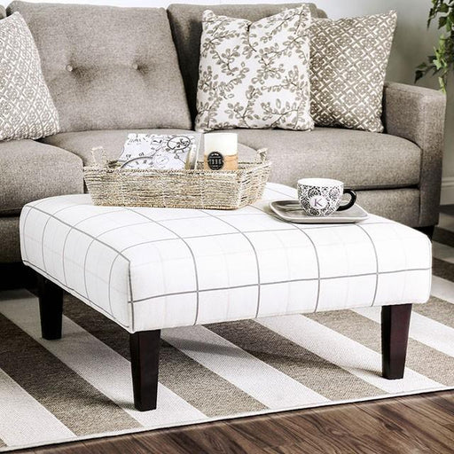 Dorset Ivory/Pattern Ottoman - U&U Home Budget Furniture (Carteret, NJ)