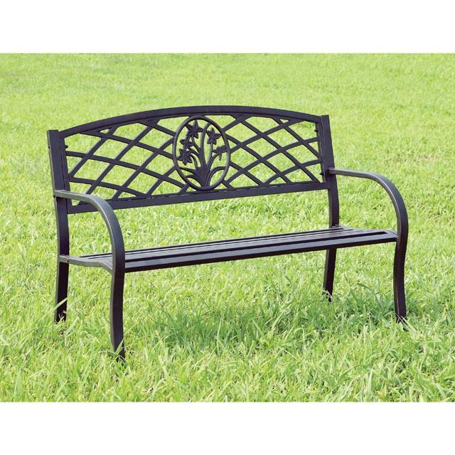 MINOT Black Patio Steel Bench - U&U Home Budget Furniture (Carteret, NJ)