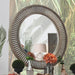 Kamalah Antique Gray Round Mirror - U&U Home Budget Furniture (Carteret, NJ)