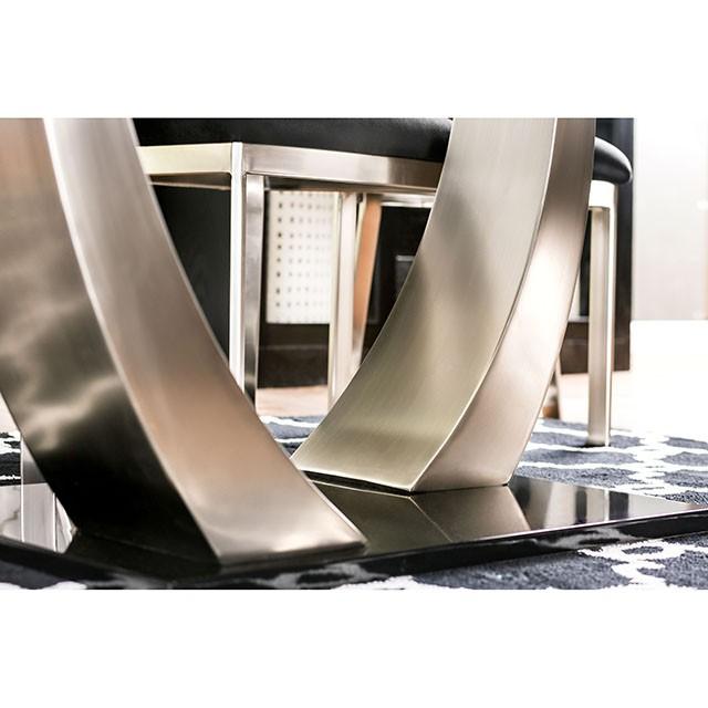 NOVA Silver/Black Dining Table - U&U Home Budget Furniture (Carteret, NJ)