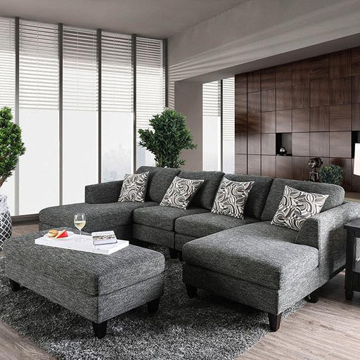 Lowry Gray Sectional w/ Ottoman - U&U Home Budget Furniture (Carteret, NJ)