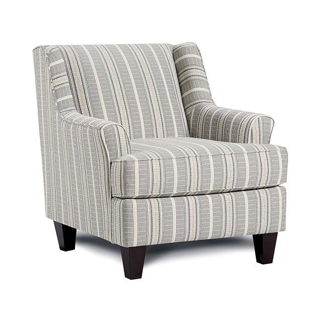 PORTHCAWL Accent Chair, Stripe - U&U Home Budget Furniture (Carteret, NJ)