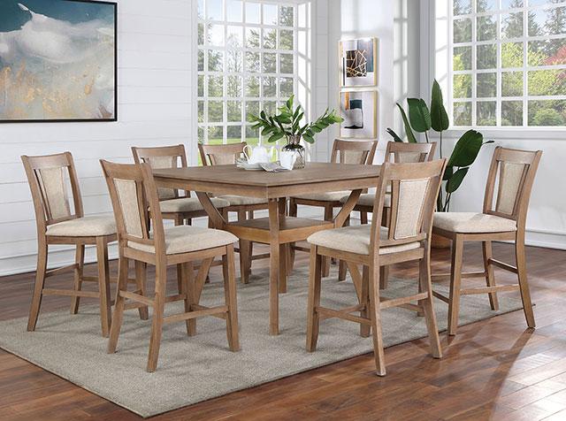 UPMINSTER Counter Ht. Table, Natural Tone - U&U Home Budget Furniture (Carteret, NJ)