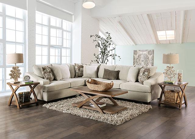 MORNINGTON Sectional, Ivory/Brown - U&U Home Budget Furniture (Carteret, NJ)