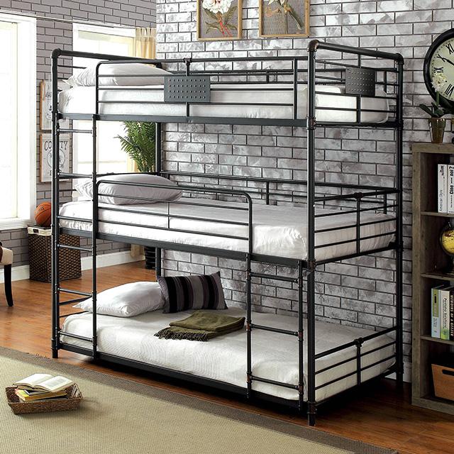 Olga I Antique Black Full/Full Bunk Bed - U&U Home Budget Furniture (Carteret, NJ)