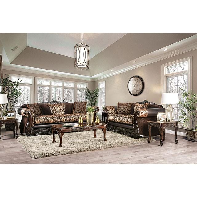 Newdale Brown/Gold Sofa - U&U Home Budget Furniture (Carteret, NJ)
