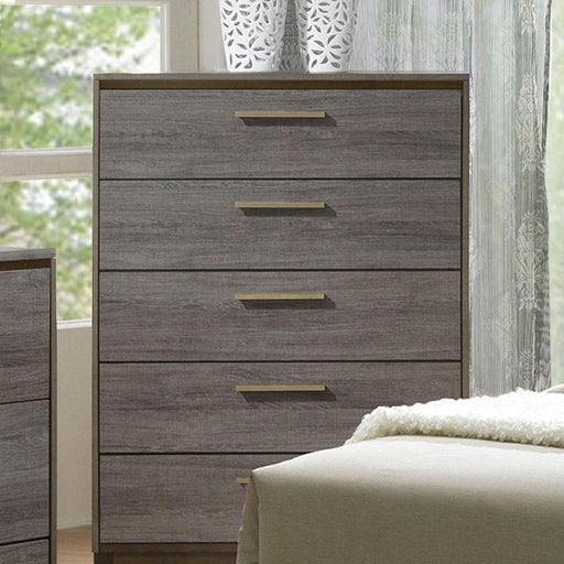 MANVEL Two-Tone Antique Gray Chest - U&U Home Budget Furniture (Carteret, NJ)