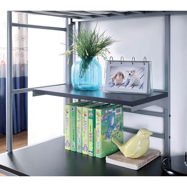 Opal Iii Black & Silver Twin Loft Bed - U&U Home Budget Furniture (Carteret, NJ)