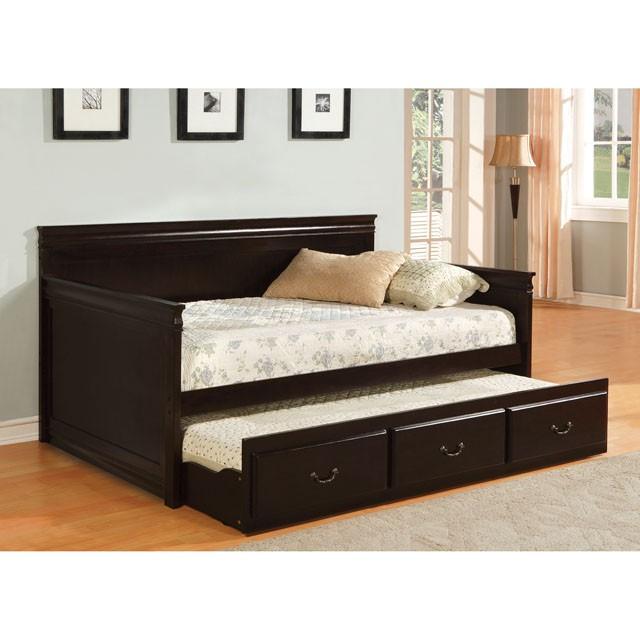 SAHARA Espresso Daybed w/ Twin Trundle, Espresso - U&U Home Budget Furniture (Carteret, NJ)