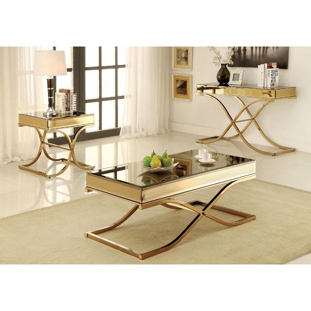 SUNDANCE Brass Sofa Table, Brass - U&U Home Budget Furniture (Carteret, NJ)