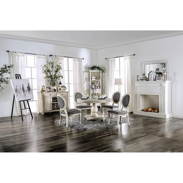 Kathryn Antique White Round Dining Table, Antique White - U&U Home Budget Furniture (Carteret, NJ)