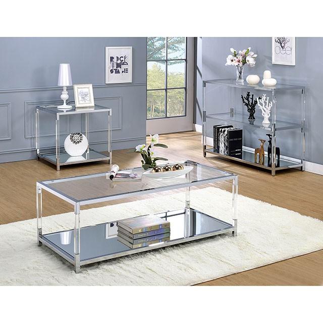 Ludvig Chrome/Clear Sofa Table - U&U Home Budget Furniture (Carteret, NJ)