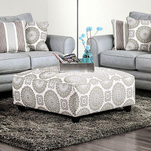 Misty Ivory/Pattern Ottoman - U&U Home Budget Furniture (Carteret, NJ)