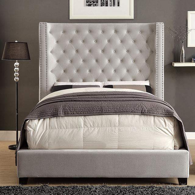 ROSABELLE E.King & Queen Bed, Black, Gray, & Ivory, - U&U Home Budget Furniture (Carteret, NJ)