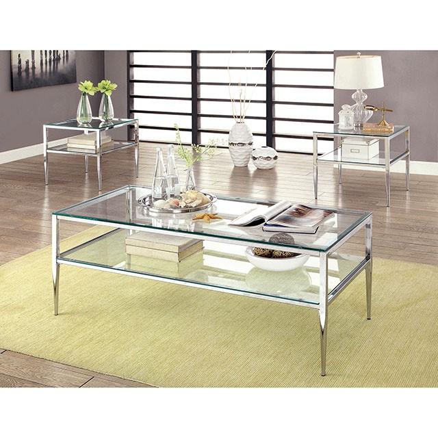 TANIKA Chrome Coffee Table, Chrome - U&U Home Budget Furniture (Carteret, NJ)