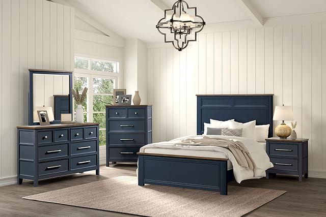 Pinetop 4 & 5 Piece Twin Bedroom Set White & Blue - U&U Home Budget Furniture (Carteret, NJ)