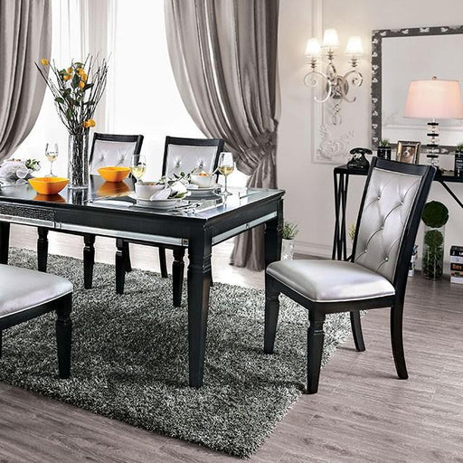 Alena Black/Silver Dining Table - U&U Home Budget Furniture (Carteret, NJ)