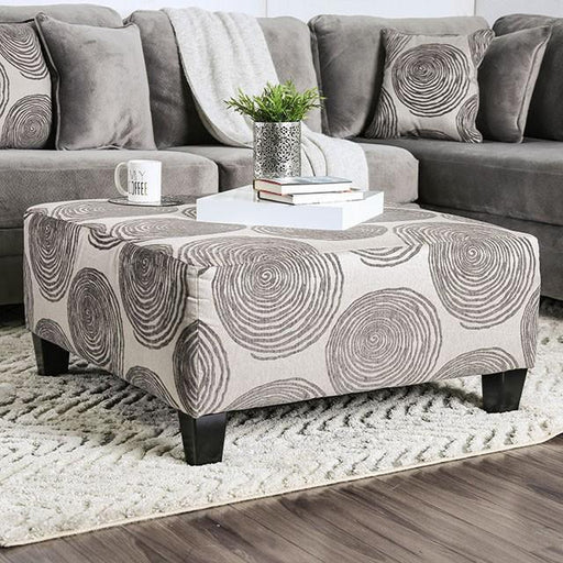 Bonaventura Gray/Pattern Ottoman - U&U Home Budget Furniture (Carteret, NJ)