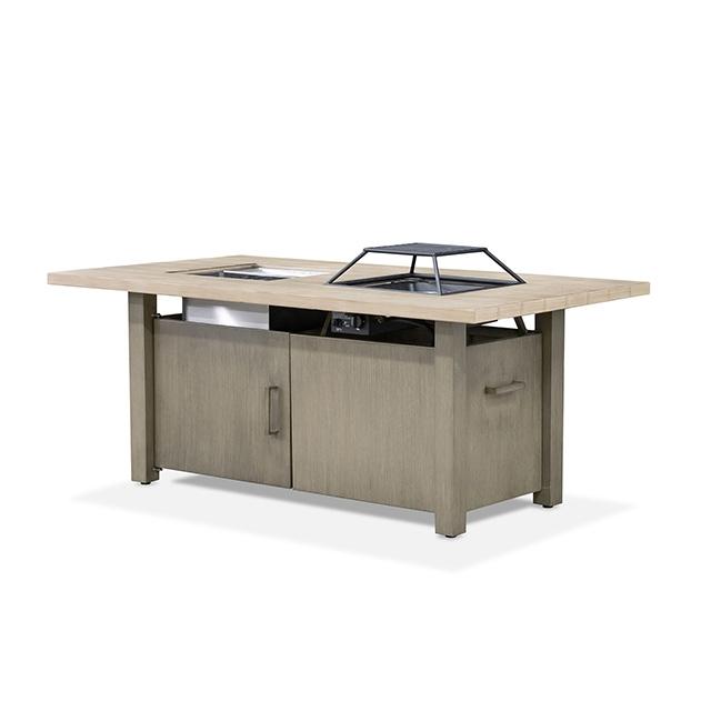 Bordeaux Dining Table w/ Fire Pit & Cooler - U&U Home Budget Furniture (Carteret, NJ)
