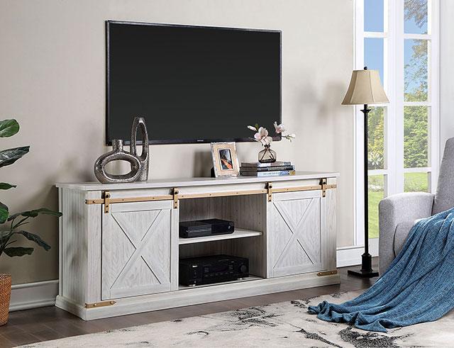 BORREGO TV Stand, Antique White - U&U Home Budget Furniture (Carteret, NJ)