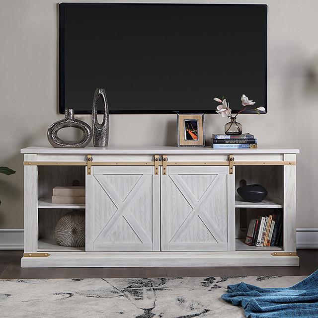 BORREGO TV Stand, Antique White - U&U Home Budget Furniture (Carteret, NJ)