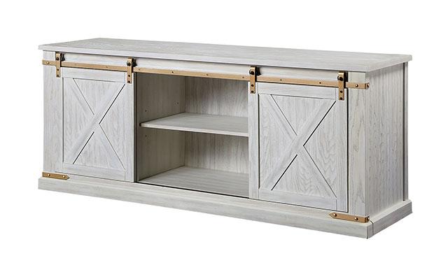BORREGO TV Stand, Antique White - U&U Home Budget Furniture (Carteret, NJ)