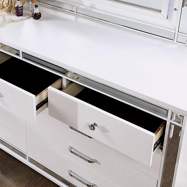 Brachium Bed White & Silver - U&U Home Budget Furniture (Carteret, NJ)
