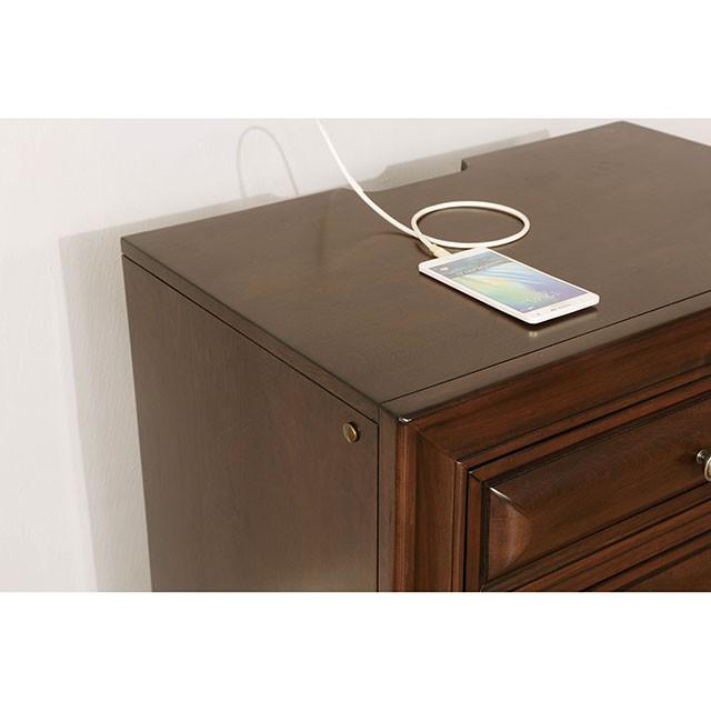 Brandt Brown Cherry Night Stand - U&U Home Budget Furniture (Carteret, NJ)