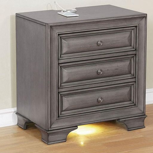 Brandt Gray Night Stand - U&U Home Budget Furniture (Carteret, NJ)