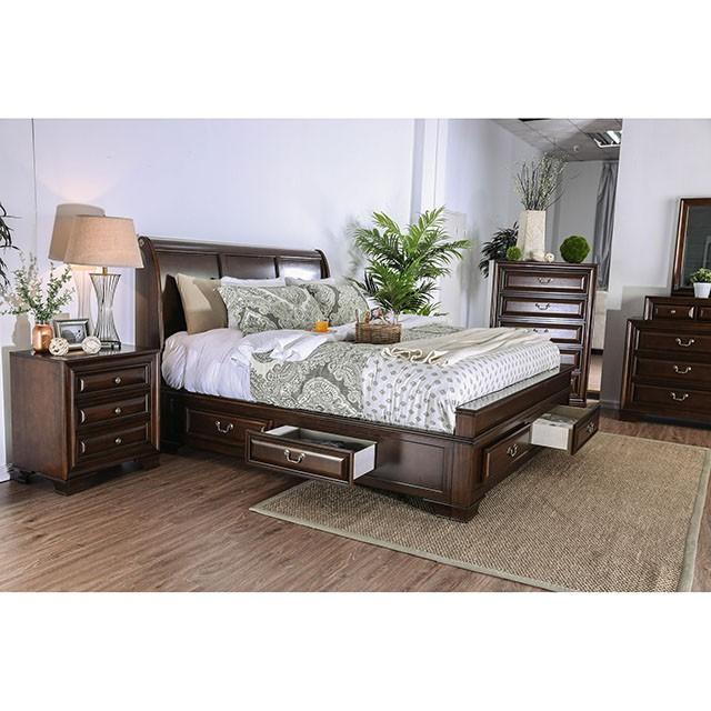 Brandt Brown Cherry Cal.King, E.King & Queen Bed - U&U Home Budget Furniture (Carteret, NJ)
