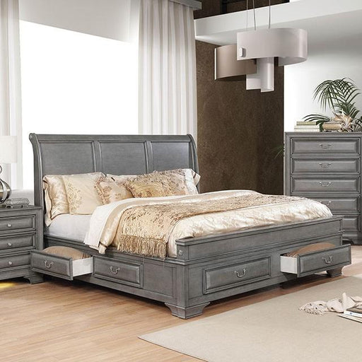 Brandt Gray Cal.King, E.King & Queen Bed - U&U Home Budget Furniture (Carteret, NJ)