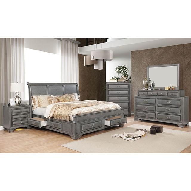 Brandt Gray Cal.King, E.King & Queen Bed - U&U Home Budget Furniture (Carteret, NJ)