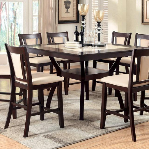 BRENT II Dark Cherry/Ivory Counter Ht. Table w/ Insert - U&U Home Budget Furniture (Carteret, NJ)