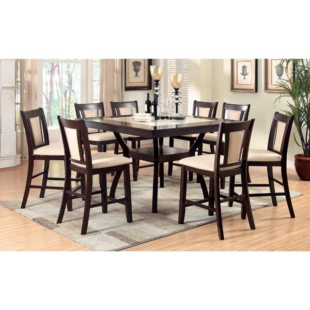 BRENT II Dark Cherry/Ivory Counter Ht. Table w/ Insert - U&U Home Budget Furniture (Carteret, NJ)